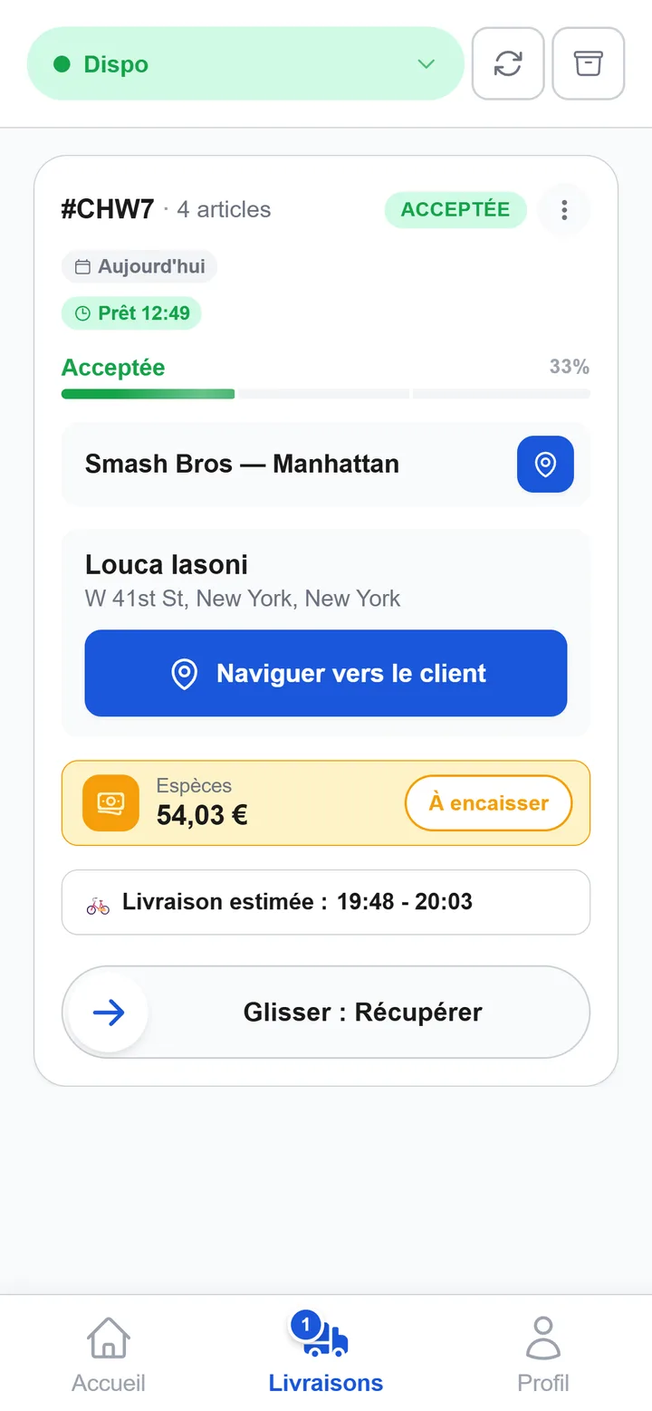 Application livreur XPRIO : suivi GPS en temps réel