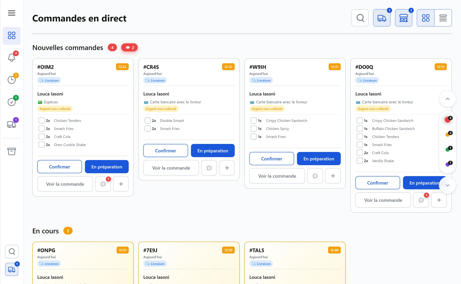 Commandes en temps réel restaurant : réception et gestion instantanée des commandes XPRIO