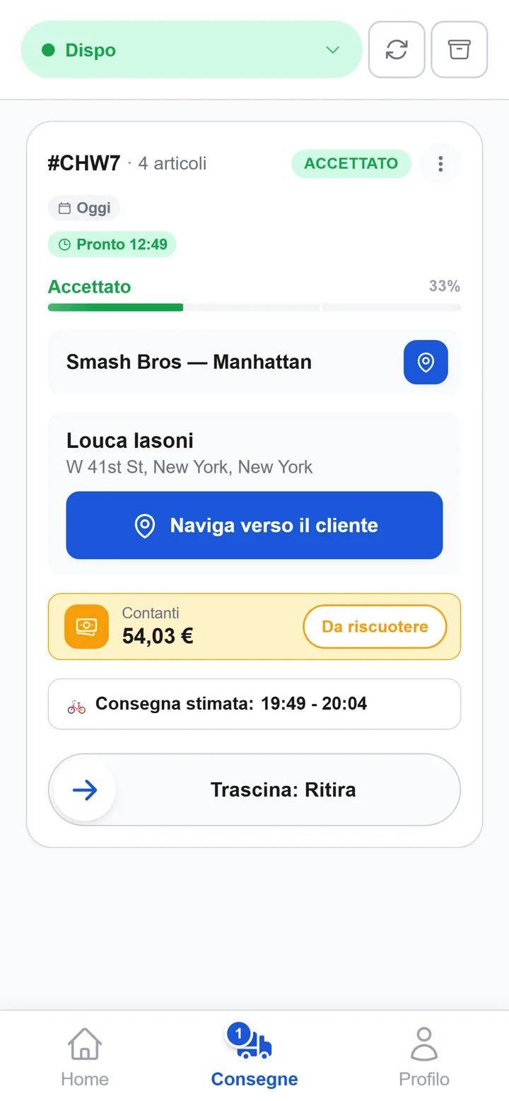 Applicazione rider XPRIO: tracciamento GPS in tempo reale
