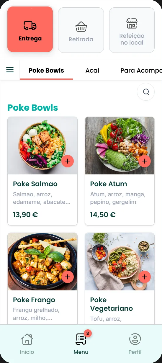 Aperçu de l'app mobile cliente : thème Praia