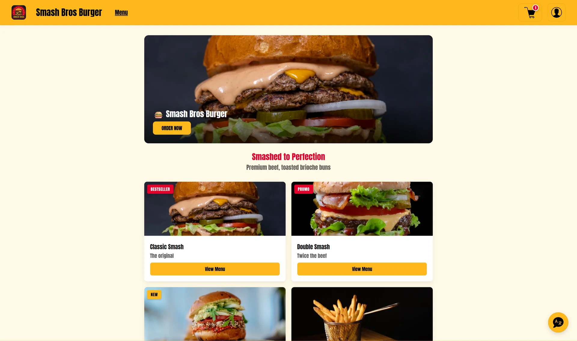 Aperçu du site web client : thème Smash Bros